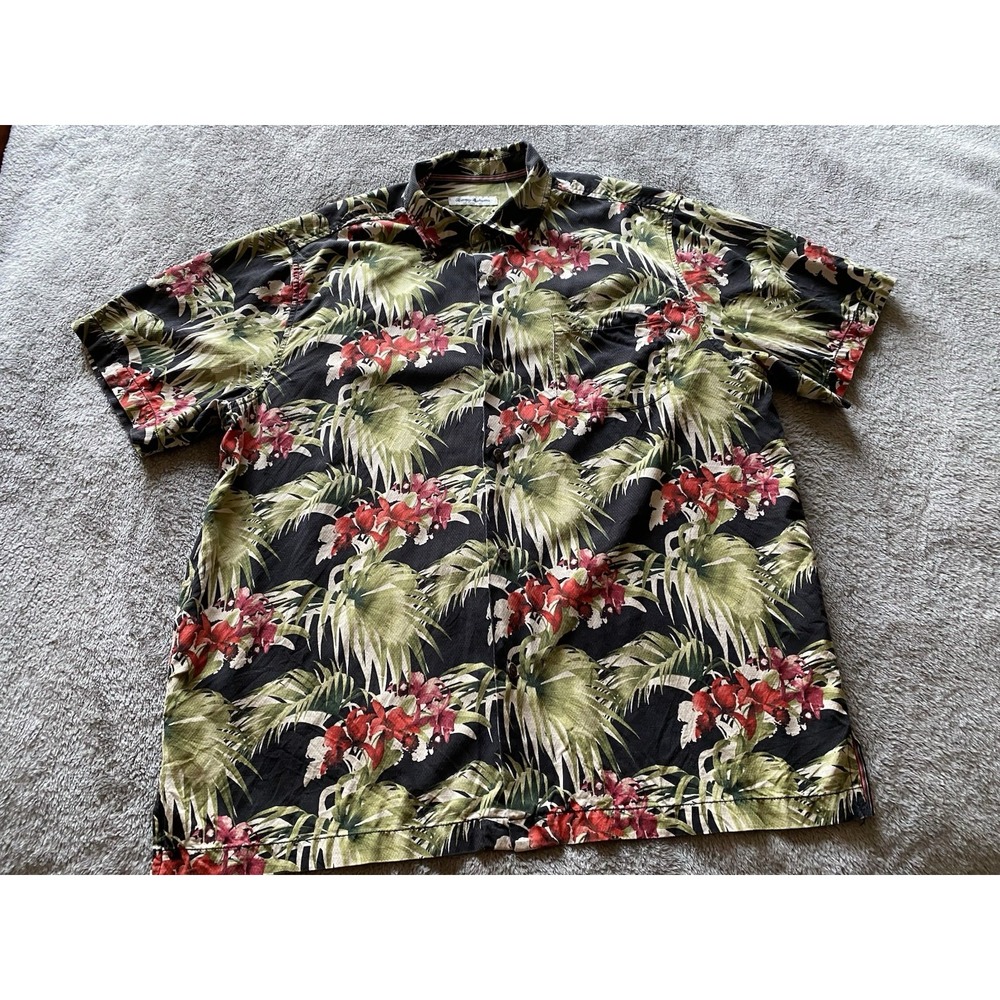 Tommy Bahama XL Hawaiian Silk Shirt Tropical Print Party s3